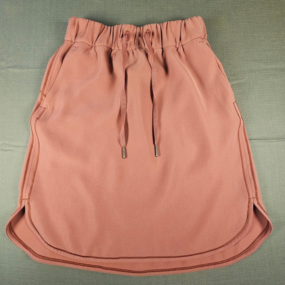 Lululemon Lab Women Mauve Pink‎ Drawstring Elastic Waist Tulip Hem Skirt Size 4
